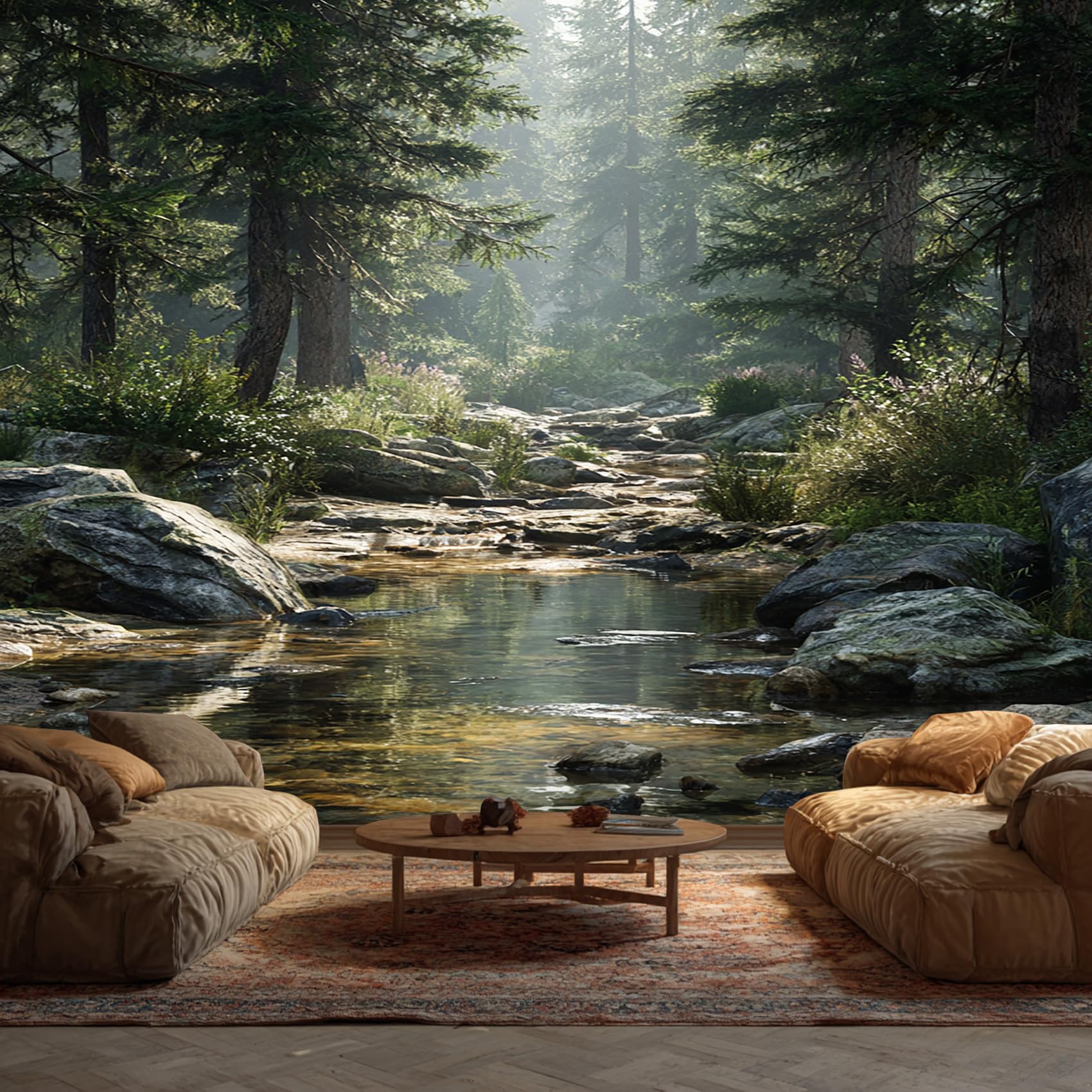 Forest Wallpaper - Woodland Nature Scenery Wall Mural - Wall Murals for Living Room Bedroom - Photo Wallpaper & Home Decor Art - 450 x 315 cm A-7132