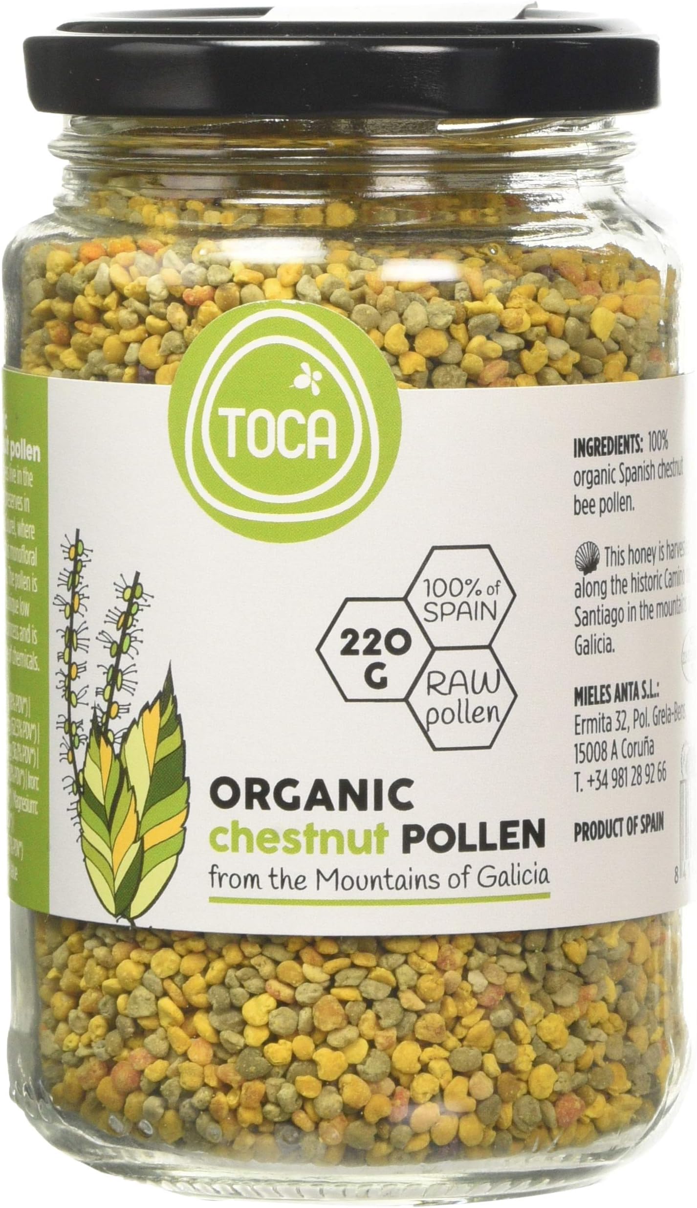 TOCA HONEY Raw Organic Chestnut Pollen 220g (PACK OF 1)