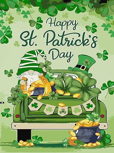 arcvoso Pintura por número para adultos principiantes gnomos de bricolaje para el día de San Patricio kits de pintura por números pintura para