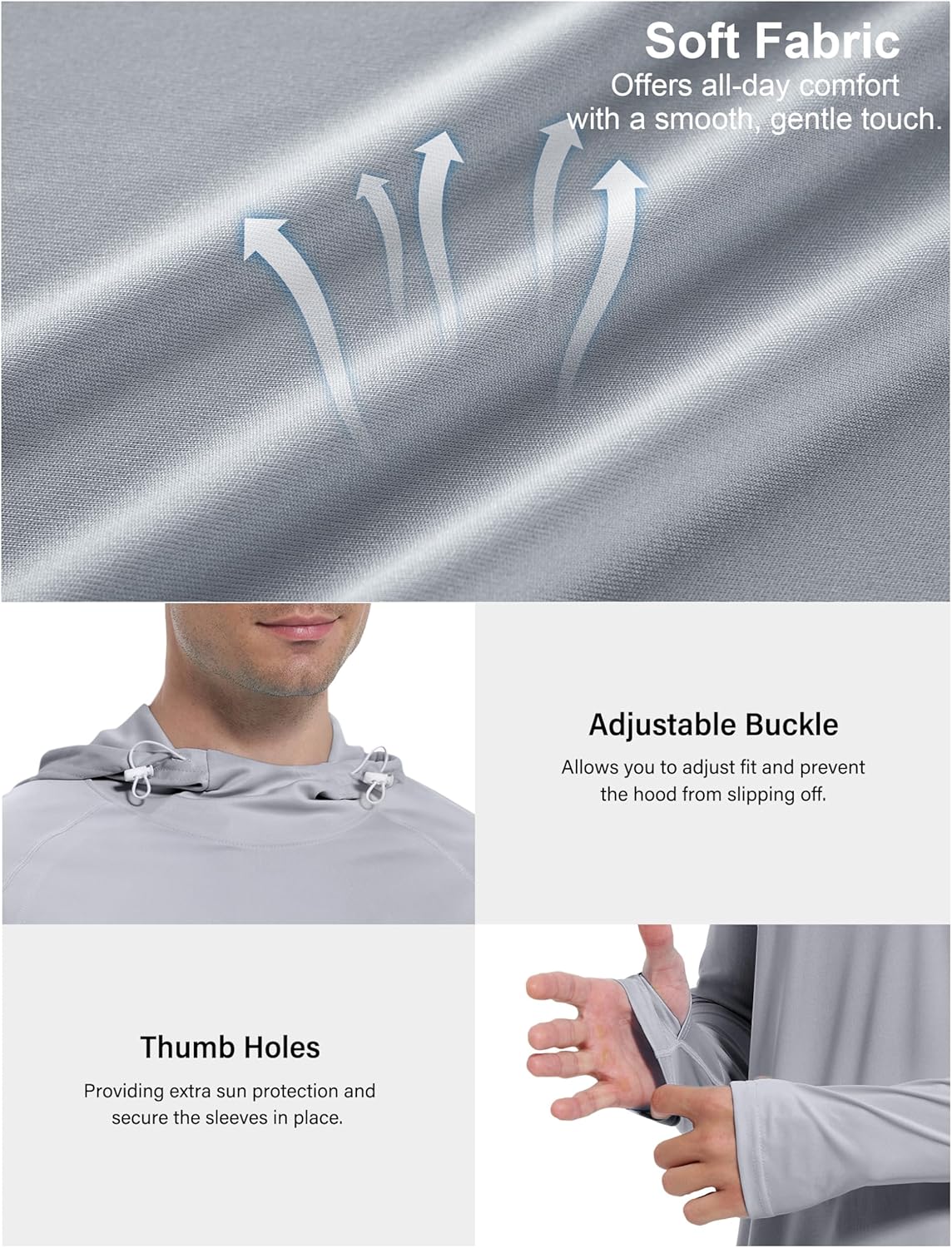 Roadbox UPF 50+ Sun Protection Hoodie Shirt, Outdoor Fishing SPF UV Long Sleeve Shirts, Quick Dry Hiking Running Rash Guard - Image 3