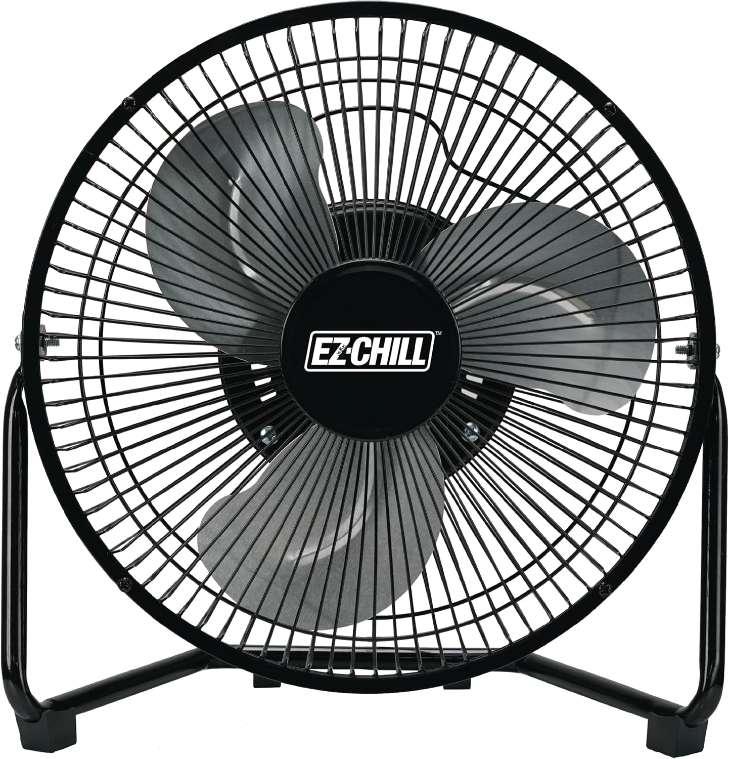 EZ-CHILL 9" Cradle Floor Fan, 3 Speed, Electric, 180 Degree Adjustable Tilt, All Metal, Carry Handle, Rubber Feet, Table Fan, Airflow 12.57 ft/sec, Ideal for Home, Bedroom & Office, MTFDB-9
