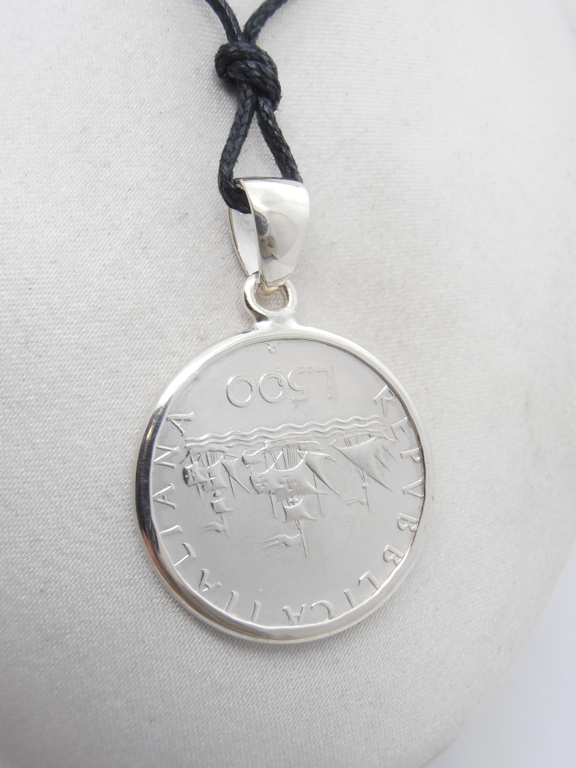 Ciondolo in Argento 925 con 500 Lire d'Argento serie Caravelle - Pendente con Girocollo