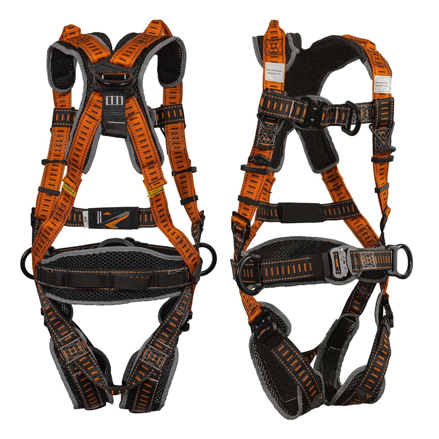 Malta Dynamics Razorback Elite MAXX - Safety Harness and Fall Protection Kit with Sewn in Lumbar Support Belt and Built-in Rescue Handles for Fall Arrest, OSHA & ANSI Compliant (Large-XLarge)