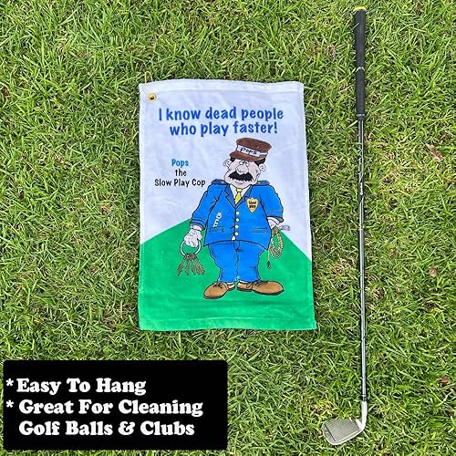 Miniatura 7 de Pops The Slow Play Cop - Toalla de golf y enfriador de latas | Toalla de golf divertida
