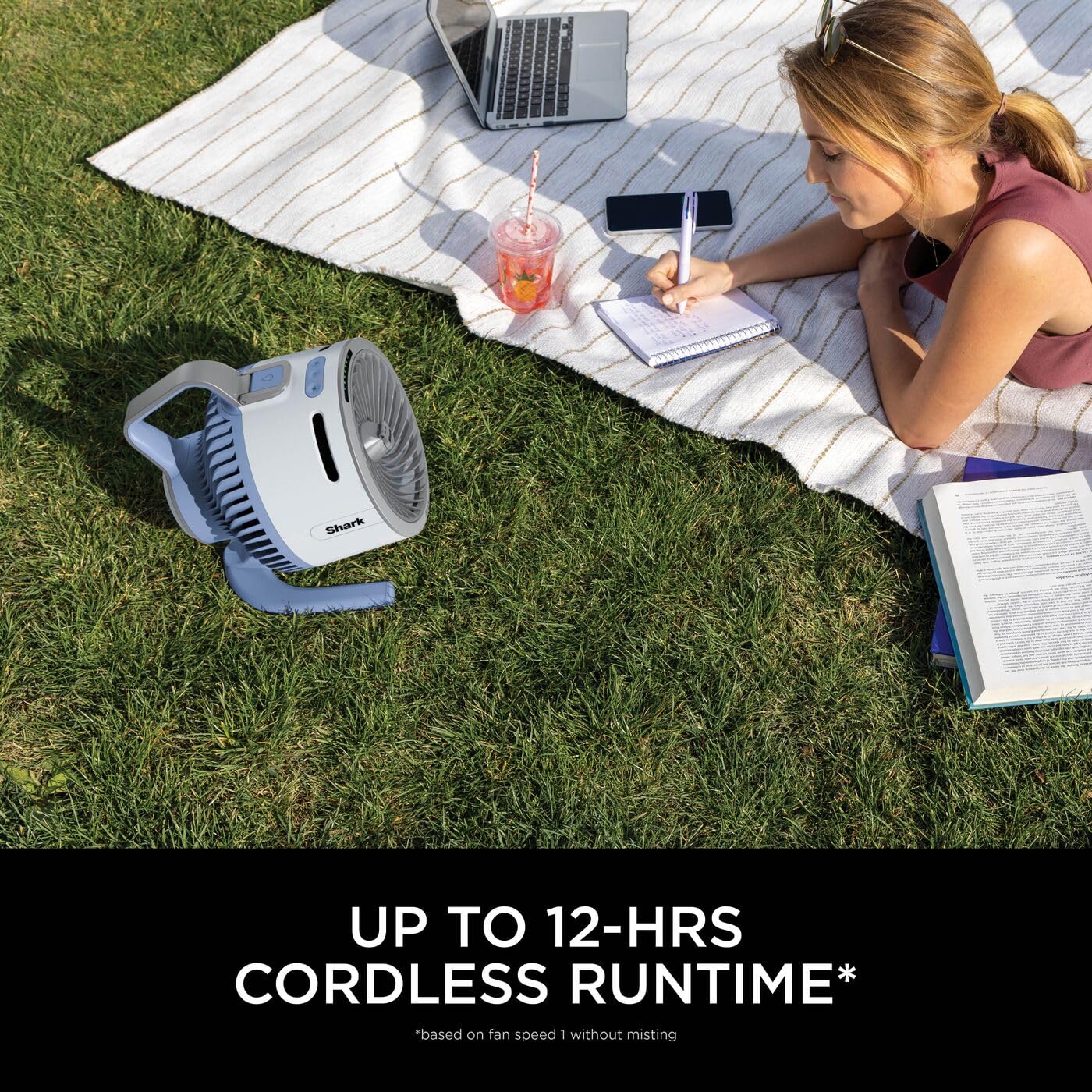 Shark FlexBreeze HydroGo Cordless Fan, Powerful Portable Fan with Misting, Indoor & Outdoor Cooling, Quiet & Durable, Compact & Lightweight, 5 Speed Settings, Glacier FA050UKBL — view 8