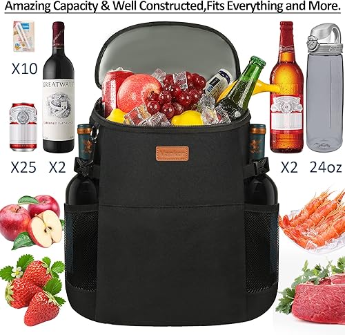 Miniatura 5 de Mochila Enfriadora de Camping para 30 Latas, Mochilas Enfriadoras Suaves Aisladas a Prueba de Fugas Bolsa Enfriadora de Viaje Impermeable Almuerzo