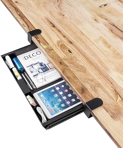 EHO Cajón de almacenamiento deslizante debajo del escritorio, bandeja ajustable con abrazadera en C, cajón extraíble con construcción de ABS disponible en Yaxa Peru