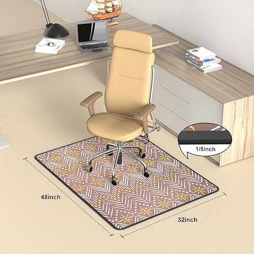 Miniatura 5 de Tapete para silla de oficina resistente para alfombra y piso de madera dura, tapete bohemio para silla de escritorio, 36 x 48 pulgadas, tapete de