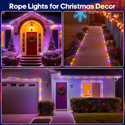 Miniatura 3 de Cuerda de luces LED impermeables de 100 pies con control remoto, 8 modos y 4 luces de tubo de brillo para Navidad, dormitorio, patio, exterior,