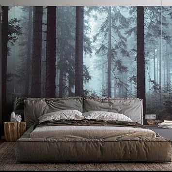 Zeeko Foggy Forest Wall Murals Peel and Stick 148" W x 98" H | Misty Woodland Tree Self Adhesive Renter Friendly Wallpaper for Bedroom Living Room
