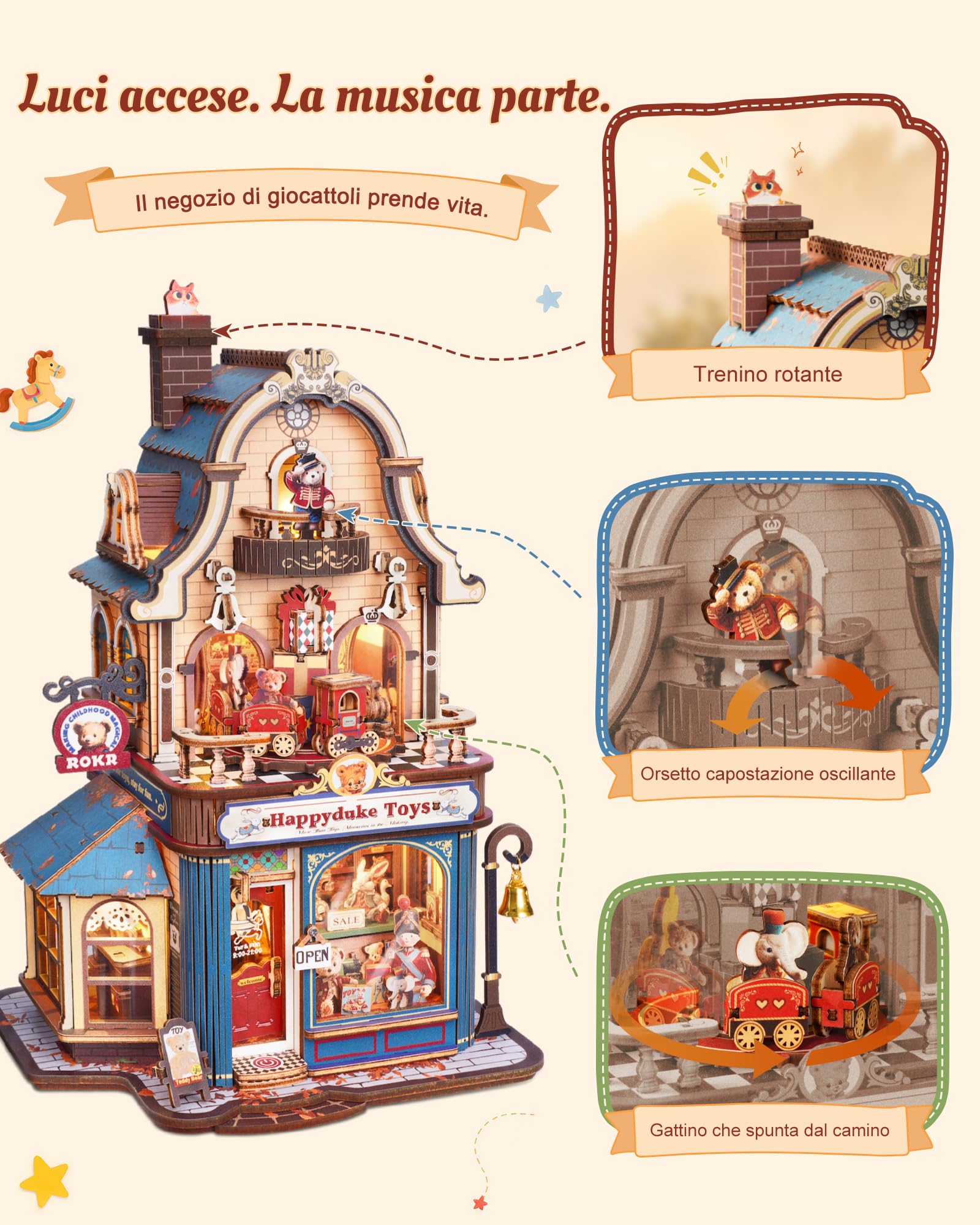 ROKR Happyduke Toy Shop Puzzle 3D in Legno per Adulti, EAM01 | Regalo per adulti,Miniatura decorativa per scrivania