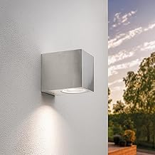 Ledvion San Diego RVS, LED Wandleuchte Außen Silber Kubus, GU10 Down, Außenwandleuchte, Wandlampe, Außenlampe, IP54