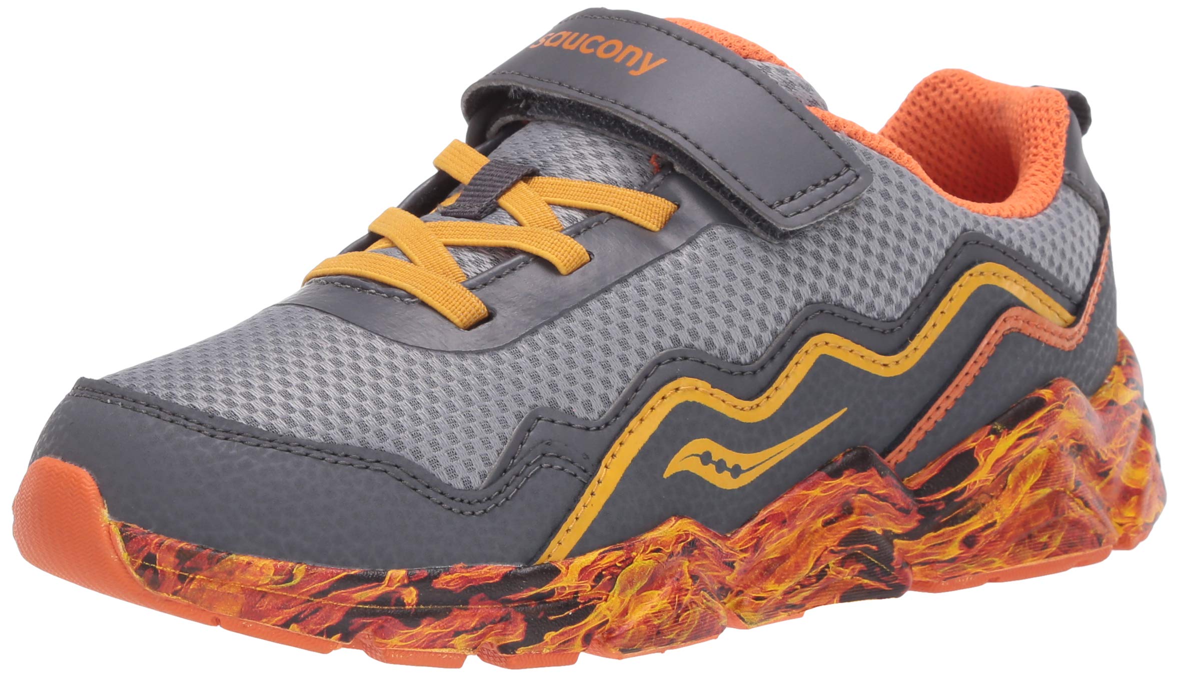 Saucony Boys' Flash A/C 2.0 Sneaker, Grey flame, 4.5