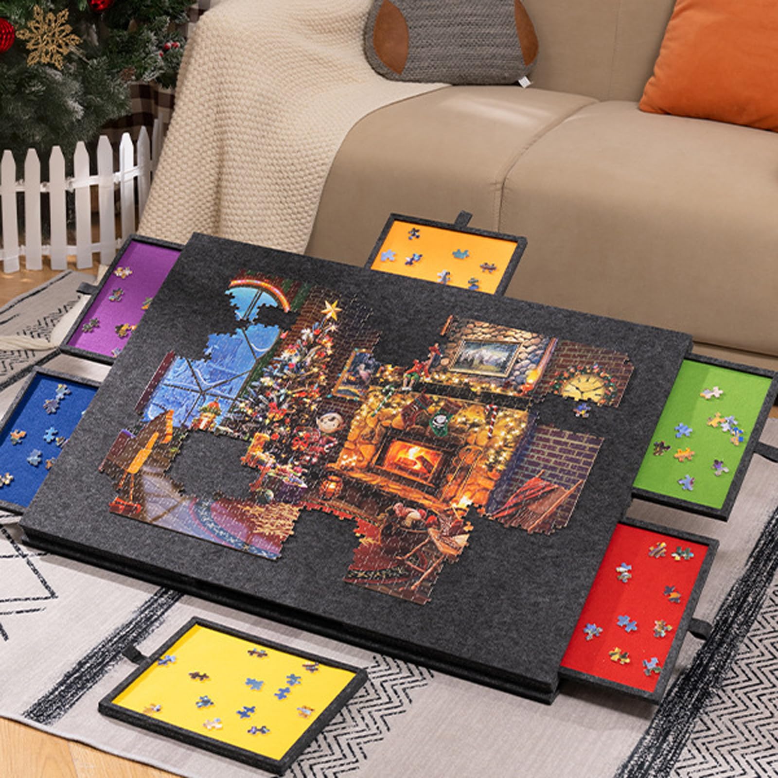 Planche De Puzzle Inclinable 2 en 1,Table Puzzle Inclinable,Pliante AntidéRapante Planche Puzzles,Plateau en Feutre LéGer,Portable,Peut Contenir Jusqu'à 1000 1500 2000 PièCes