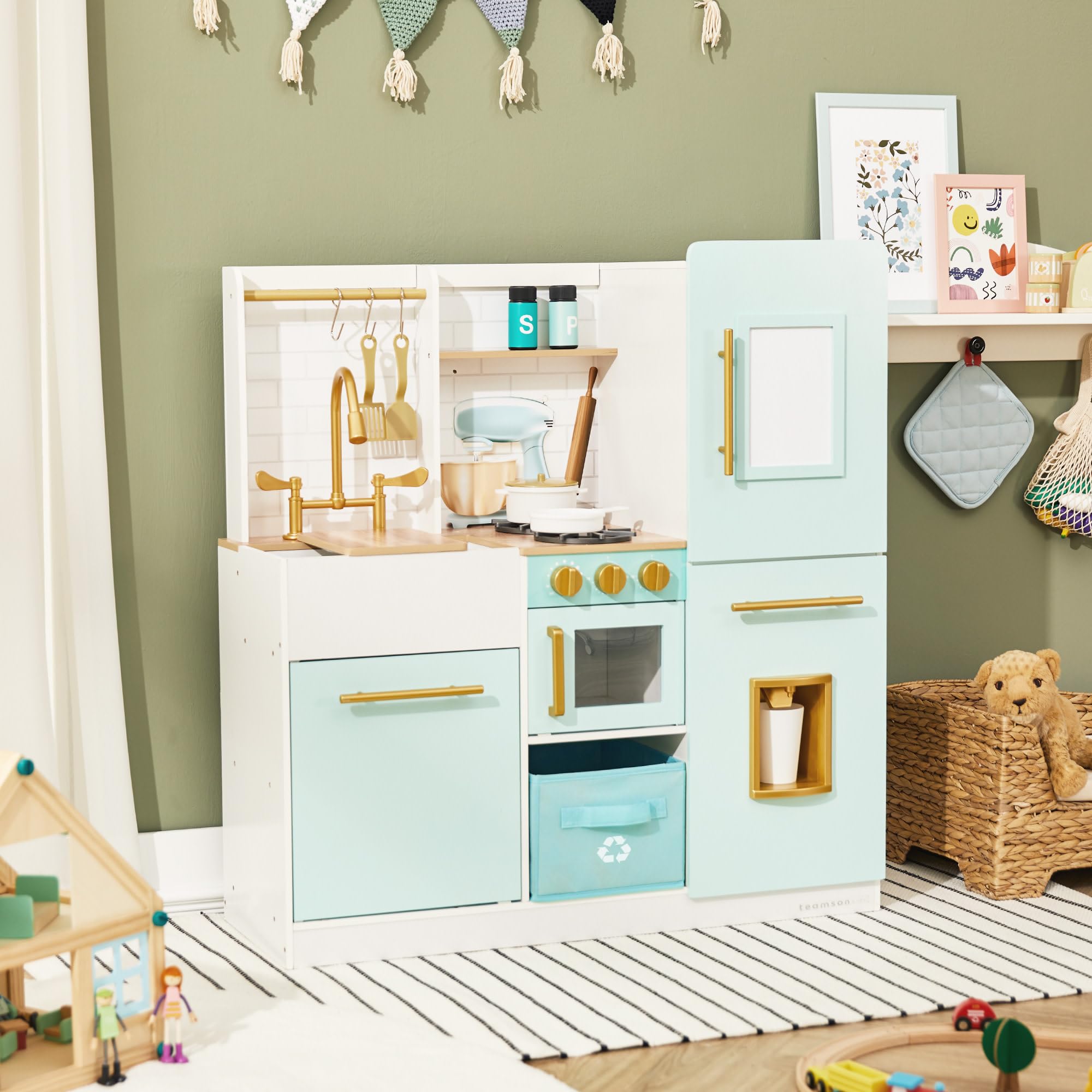 Teamson Kids - Biscay Delight Classic Play Kitchen - Mint | Kreatives Rollenspiel