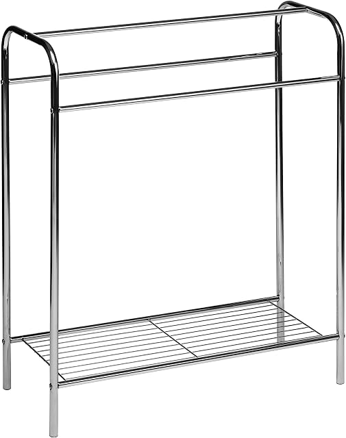 Premier Housewares Chrome Floor Standing Towel Stand - Silver