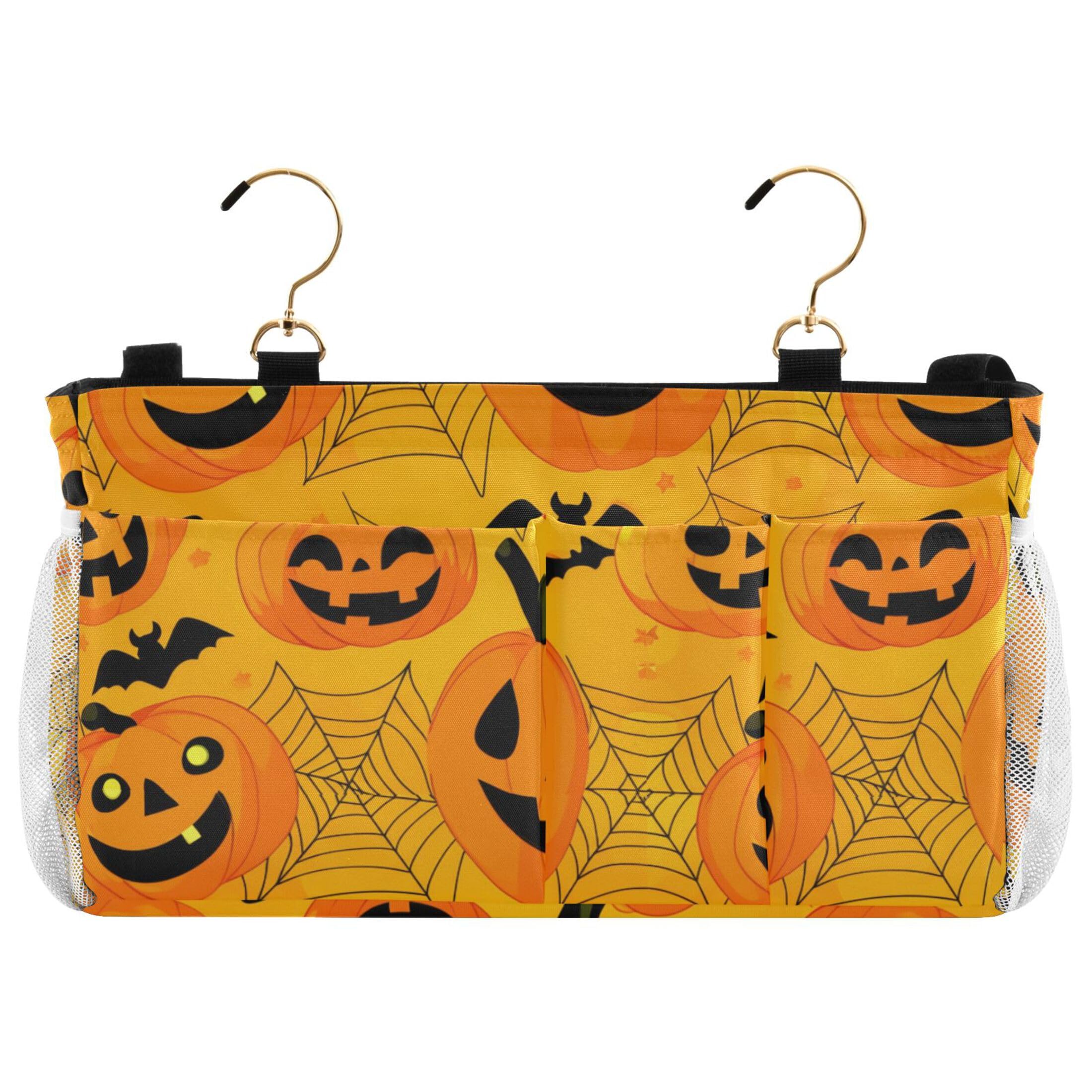 Burbuja Happy Halloween Pumpkins Bedside Caddy Hanging Storage Organizer with 2 Straps and Hooks for Home College Dorm Bunk Bed Hospital Bed Crib