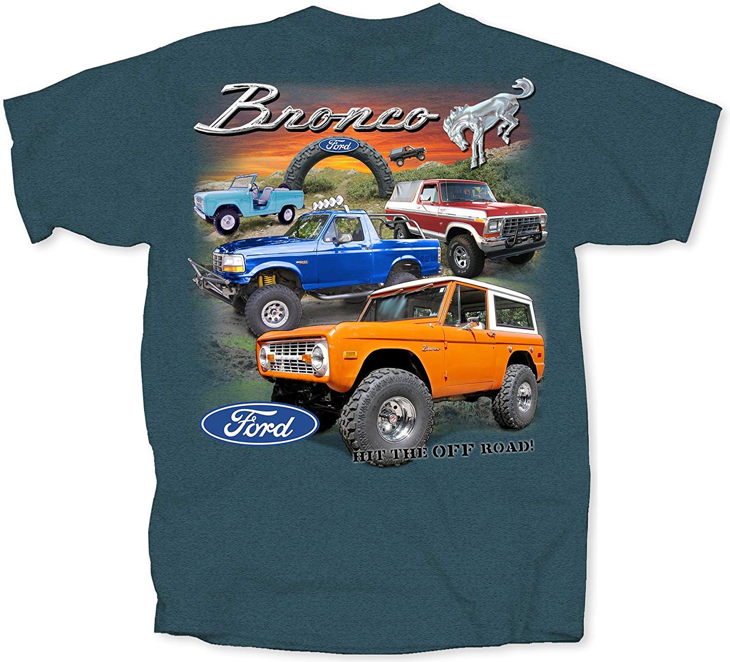 Joe Blow Ford 4 Broncos Hit The Off Road Adult Short Sleeve T-Shirt
