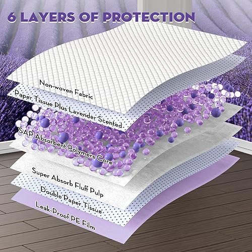 Miniatura 3 de CROCI Almohadillas para orinar de perro, 36 x 36 pulgadas, almohadillas súper absoption para orina de hasta 11 tazas con aroma a lavanda,