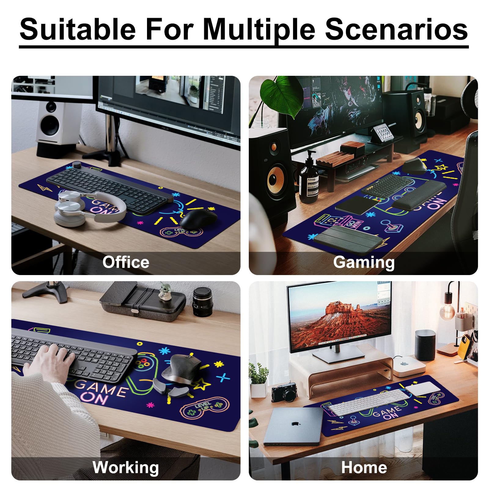 Gaming Mauspad 80x30 Cm – Mit Game-Controller-Design, Vernähten Kanten, Wasserdicht & Rutschfest