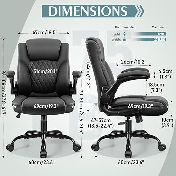 Leather Office Chair, PU Home Computer Desk Chairs with Ergonomic Back Support, 360Swivel Free,Small Gmaing Chair with Wheels and Adjustable Armrests, for Short People Use, Black