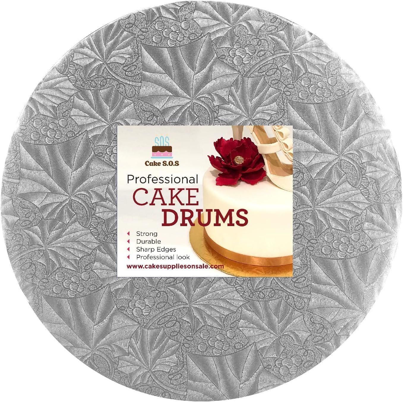 16 inch Silver Round Sturdy Cake Board Drums for Displaying Cakes, 1/2 inch Thick, (1-Pack)