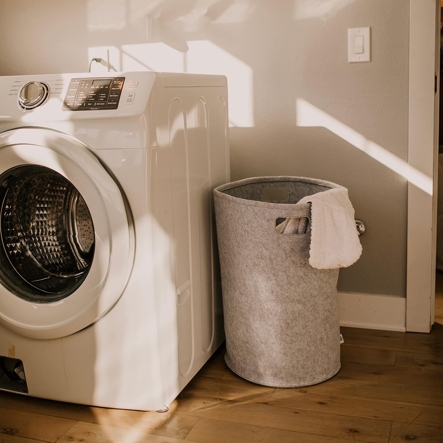 Parker Baby Co. Bundle Gift Set - Felt Collection - Includes Diaper Caddy, Large Laundry Hamper, Storage Cube Bin - Gray