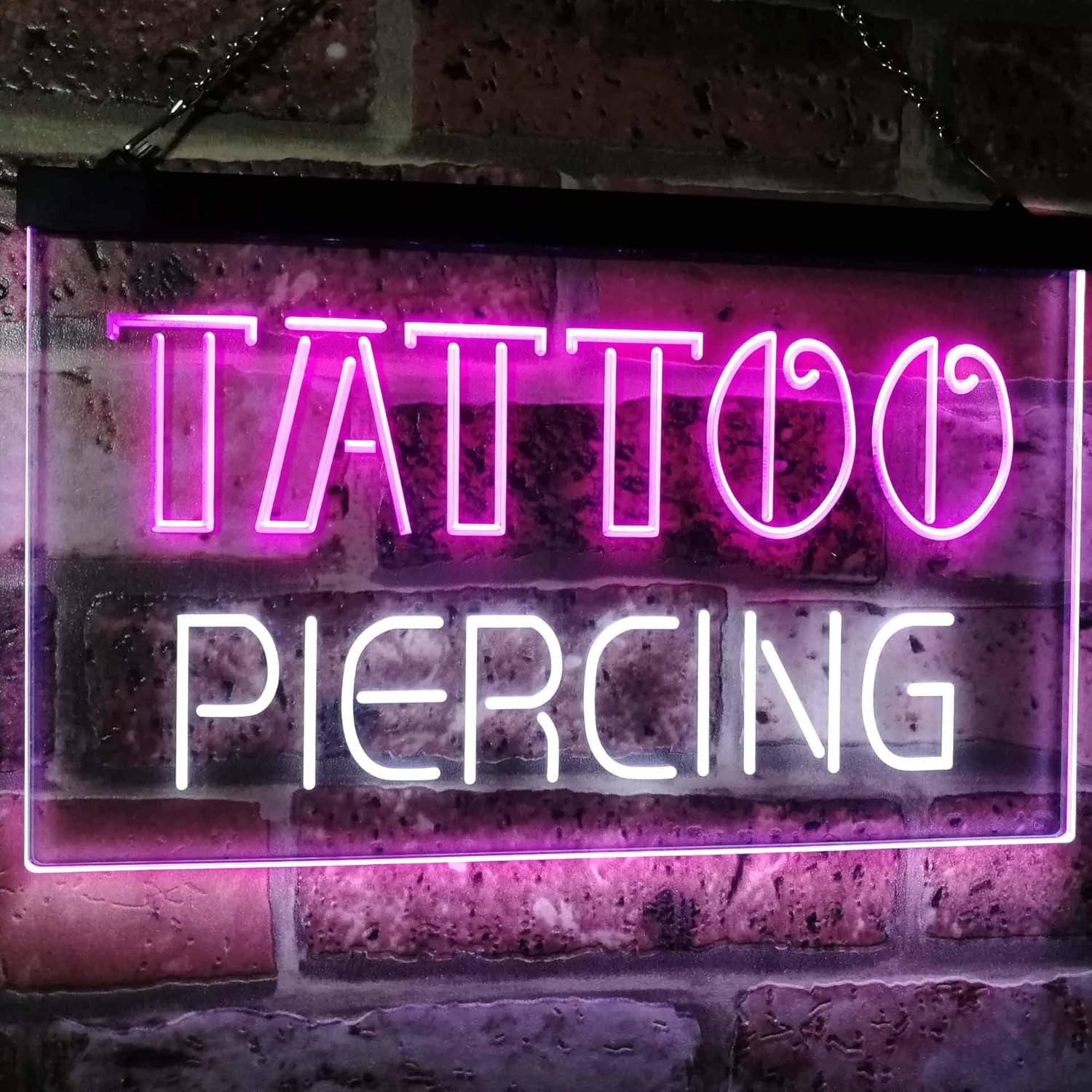 ADVPRO Tattoo Piercing Art Inked Shop Display Dual Color LED Neon Sign White & Purple 12" x 8.5" st6s32-i2482-wp