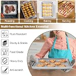 E-far Feuille de cuisson avec rack en fil (2 Boîtes + 2 Racks), Plaques de cookies en acier inoxydable & Raquette de refroidissement pour les biscuits au four Cake, non toxique & Gros travaux, four & Lave-vaisselle en sécurité, 12.4 x 9.7 x 1 1 cm