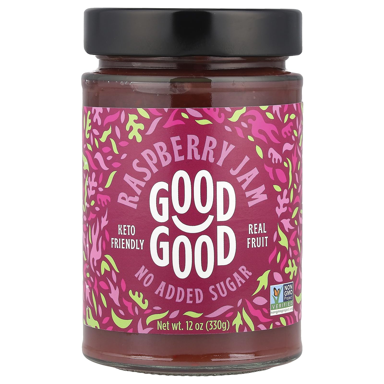 Raspberry Jam - No Added Sugar - Low Calorie - Gluten Free and Vegan - Diabetic and Keto Friendly - 12oz / 330g (Pack of 1)