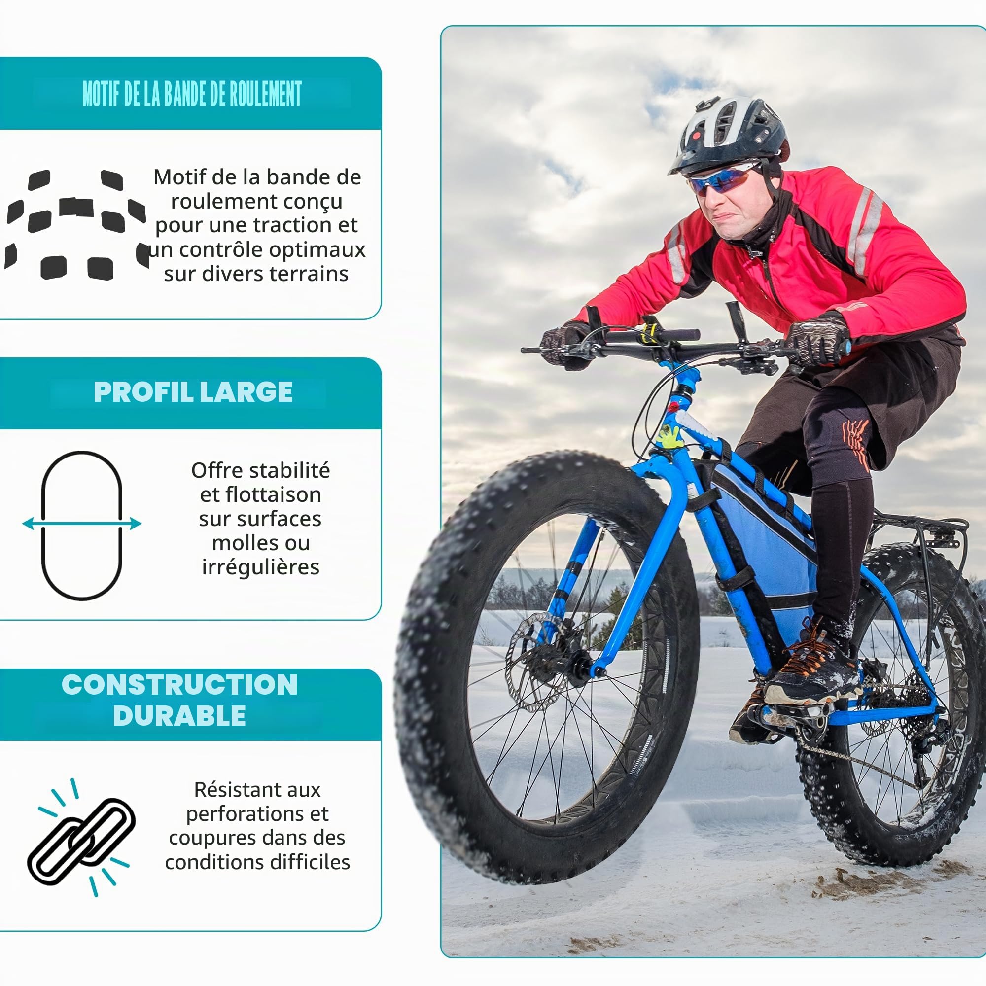 ZUKKA Pneu de vélo électrique 20 Pouces Heavy Duty 20 x 4,0 - Gaine 102-406 - Pliable - pour vélo électrique et VTT - Snow Bike