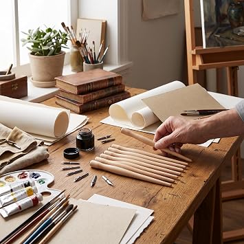 10 Pcs Dip Pen Set Nib Pen Holder Comic Dip Speedball Wooden Pen Nib Holder for Art Painting English Calligraphy (Natural Wood Color)
