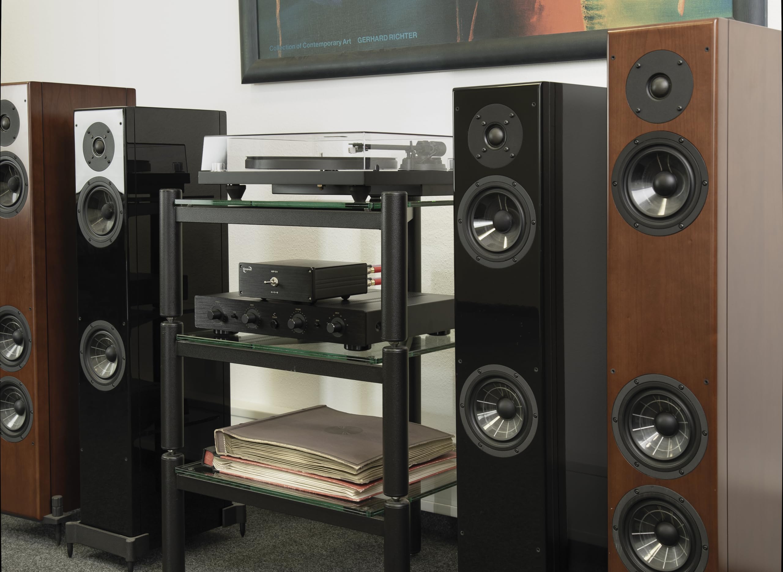 Dynavox AMP-S III commutatore amplificatori altoparlanti 2 coppie casse 1 amplificatore chassis alluminio connettori banana morsetti argento