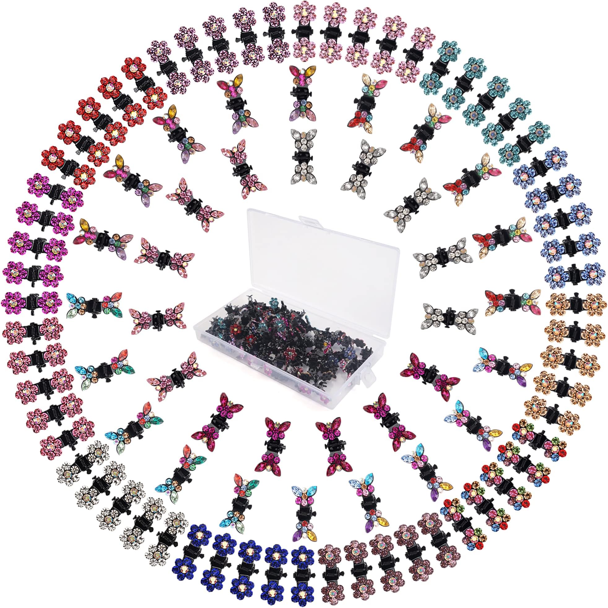 DeD 80pcs Butterflu Hair Clips Flower Rhinestone Hair Clip Glitter Hair Bangs Clips Hair Accessories for Baby Girl Kids Toddlers