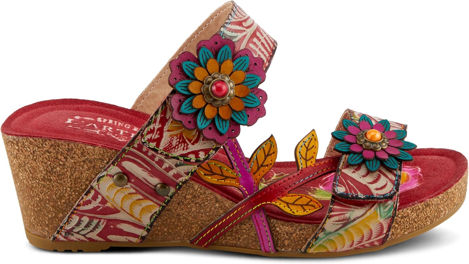 Spring Step L'Artiste MOAI Women Sandals – Hand-Painted Floral Slide Sandal with Adjustable Strap, Cushioned Insole, Rubber Sole, Low Heel Comfort Fit - Image 9