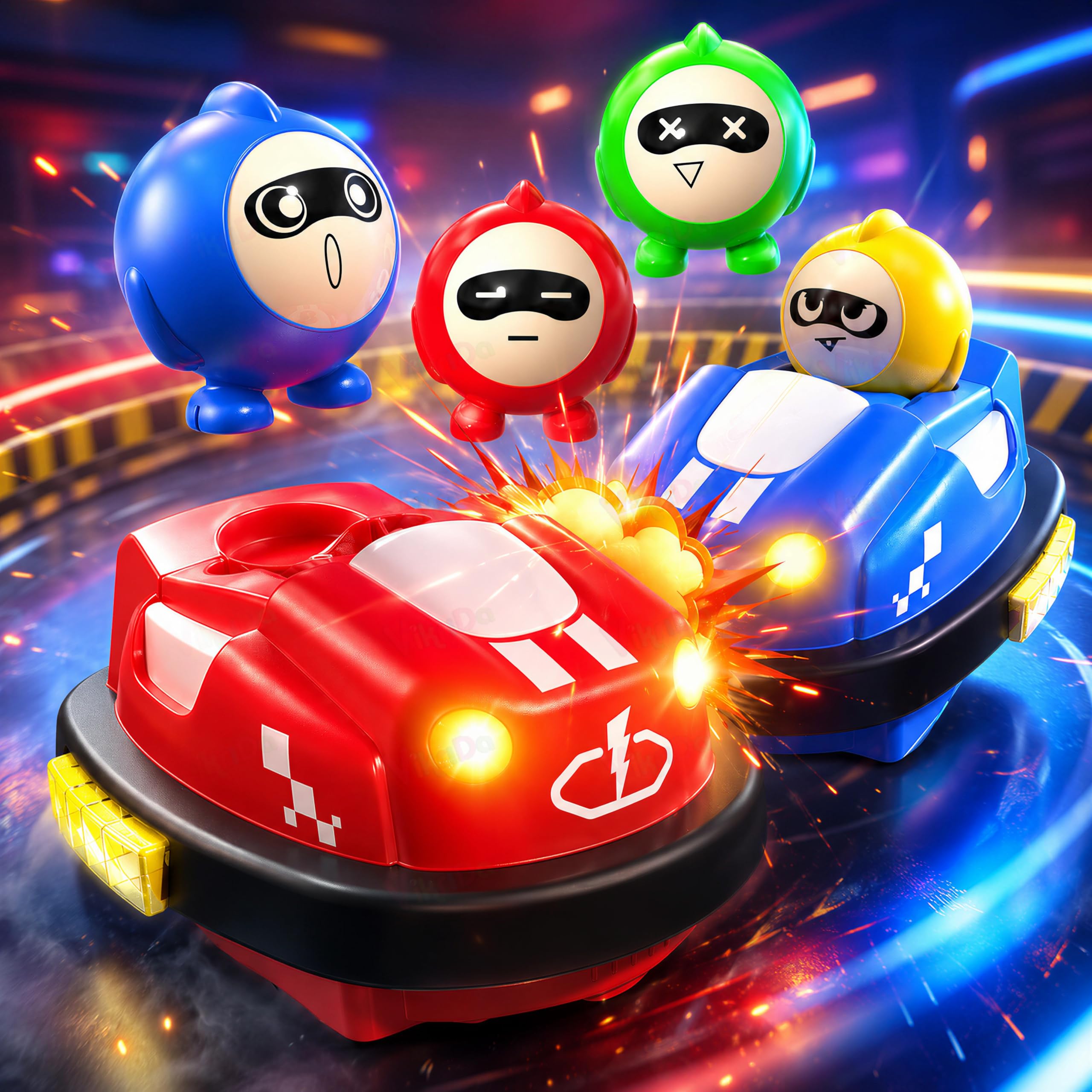VikriDA Remote Control Cars for Boys and Girls, 2 Pack RC Ejecting Bumper Car Toys with Light and Sound, RC Battle Race Vehicle Toddler Toys - Angry Bird Bumper Car-image-16