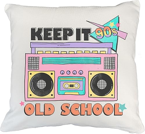 Miniatura 1 de Keep It 90s Old School with Retro Radio Cassette Player Art Merch Gift, White Pillow Case 20X20 in
