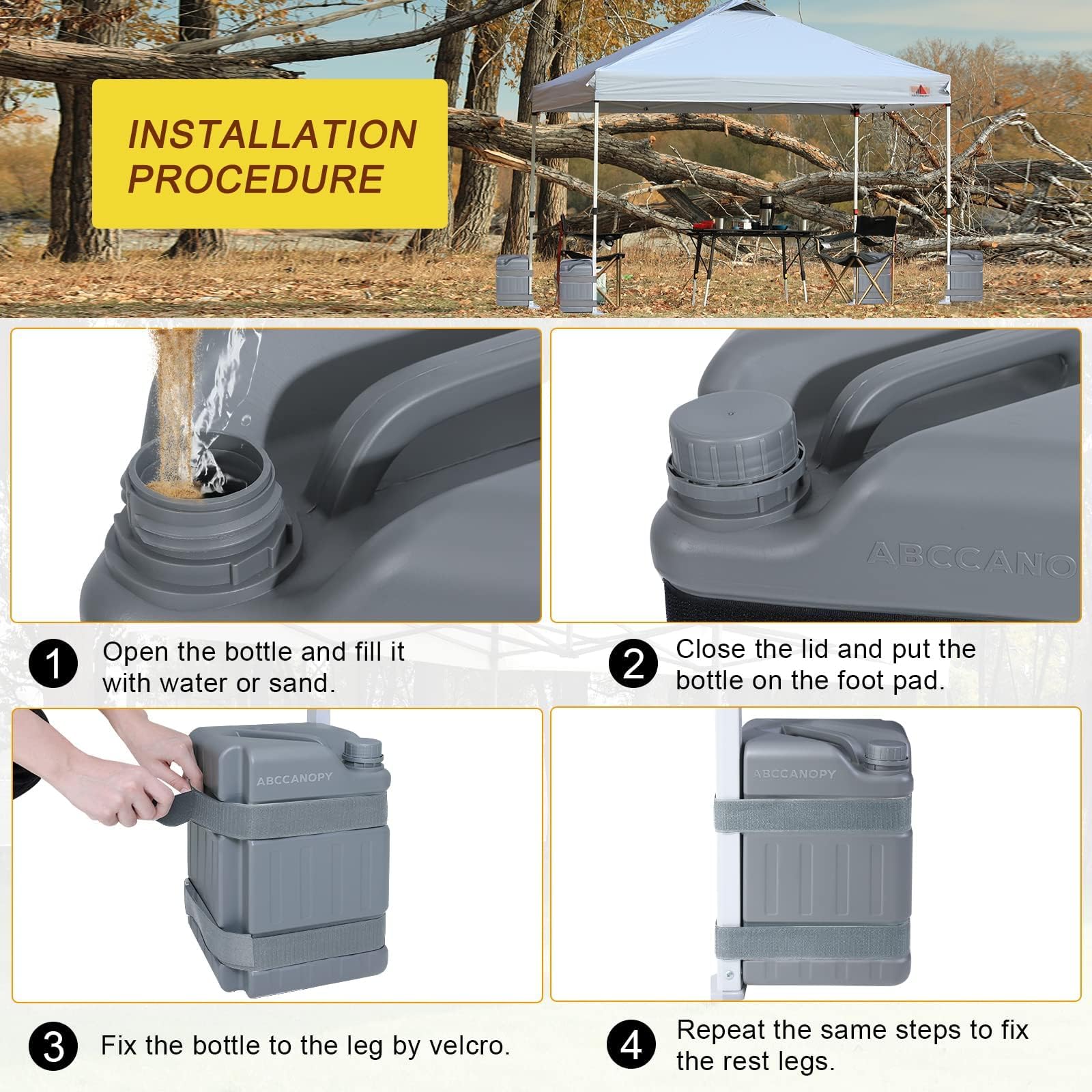 ABCCANOPY Pesas de toldo de Agua Resistentes, Paquete de 4, 115 Libras