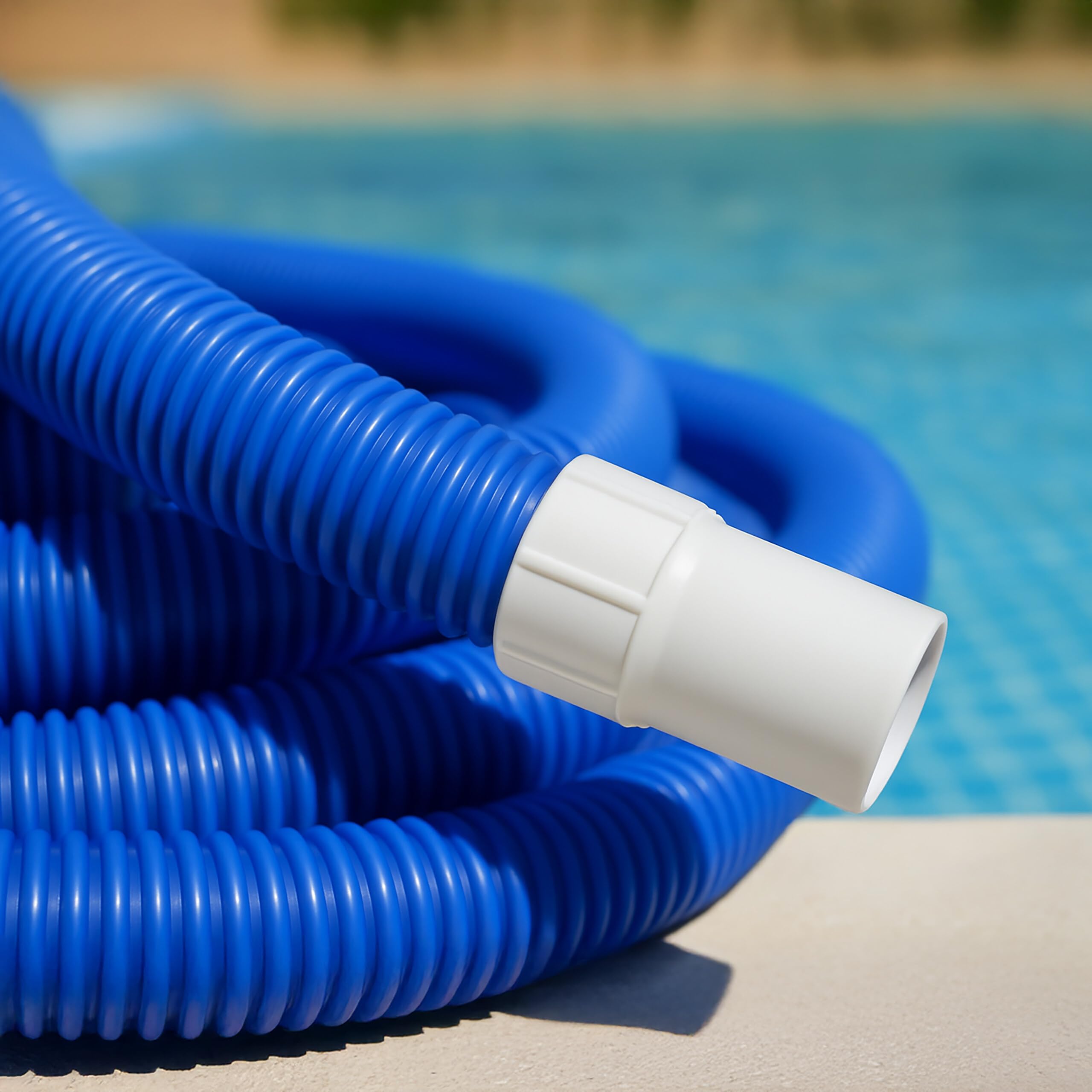 Relaxdays Tubo flessibile per piscina, 32 mm, diverse lunghezze, tubo dell'acqua per piscina e giardino, plastica, blu/bianco