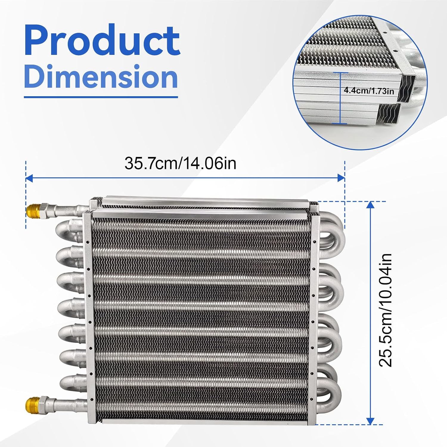 16 Pass Universal Transmission Oil Cooler Kit, 1/2 Inch 8AN Tube and Fin Aluminum Air Compressor Aftercooler for Cars, Trucks, and Heavy Duty Cooling, Black
