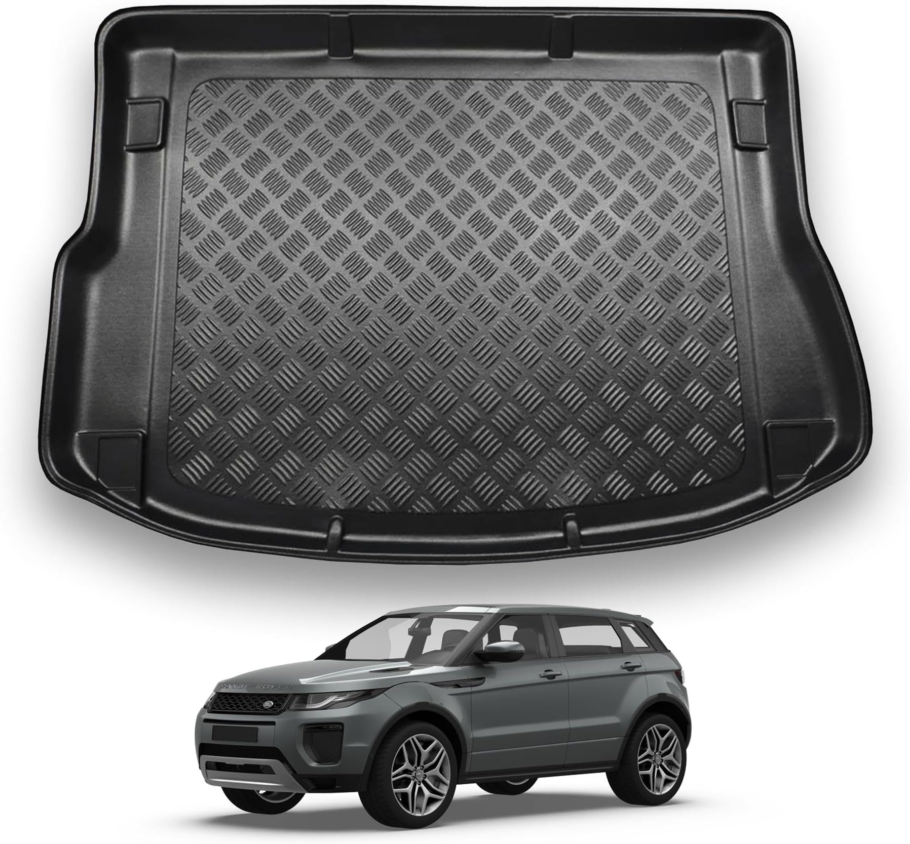 NOMAD Range Rover Evoque (2011-2019) [L538] Boot Liner Tailored Fit Car Floor Mat Protector Non Slip Waterproof Raised Edges Compatible Custom Fit Accessory Black Dog & Pet Friendly