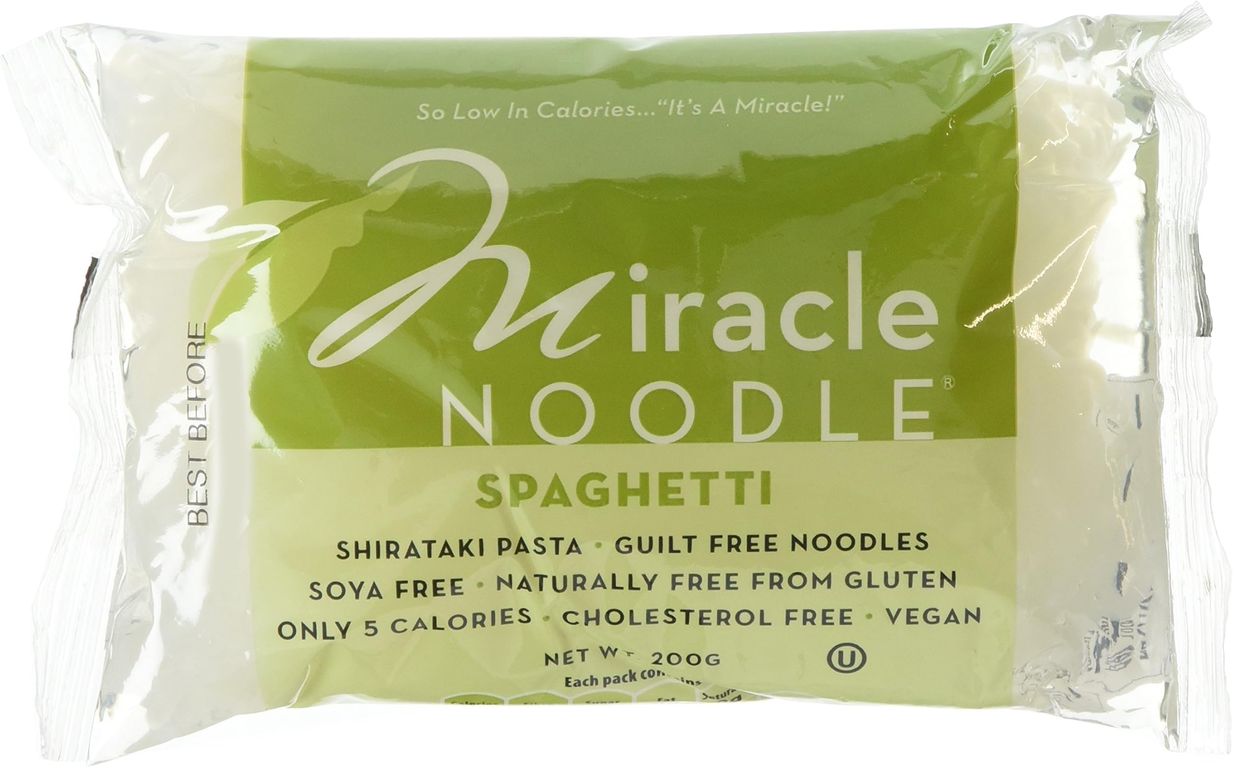 Miracle Noodle Zero Carb, Gluten Free Konjac Pasta, Spaghetti 200 g (Pack of 6)