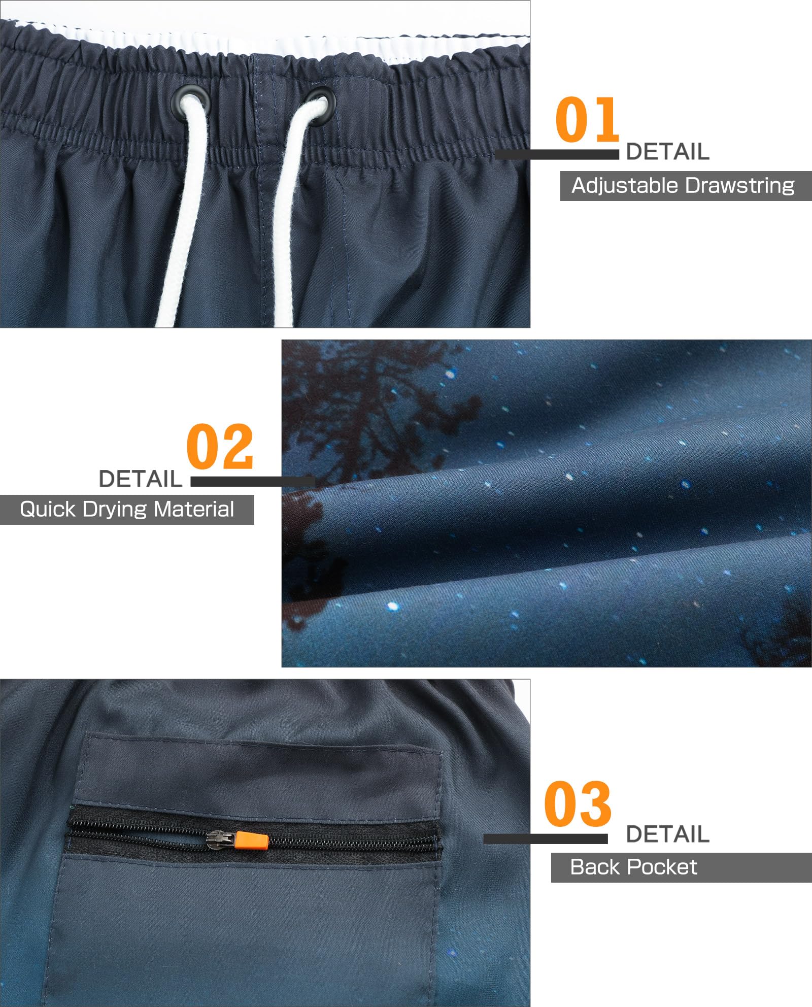 Danfiki Pantaloncini Costume da Bagno Uomo Asciugatura Veloce Calzoncini da Beach Costume da Bagno Fodera Rete con Taschino e Coulisse Trunks