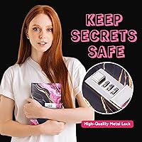 Vista 2 de CAGIE Diario con candado para niñas, kit de diario rayado rellenable A5 con contraseña y candado, lindos regalos de Navidad y cumpleaños para niñas