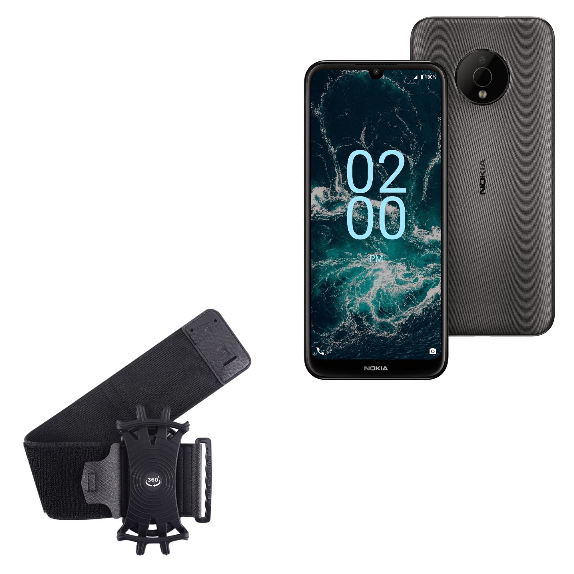 BoxWave Holster Compatible with Nokia C200 - ActiveStretch Sport Armband, Adjustable Armband for Workout and Running - Jet Black