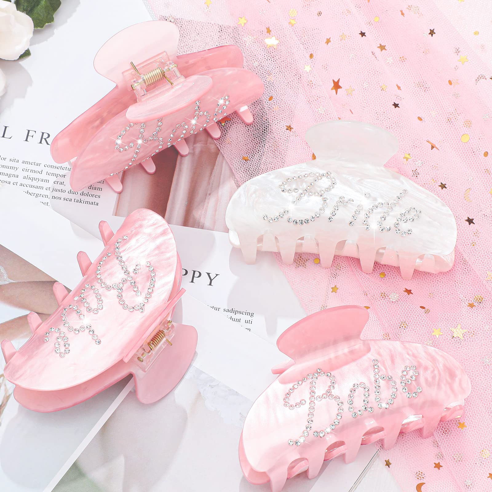 Amazon.com : 8 Pcs Rhinestone Hair Clips - Acrylic Bridal 