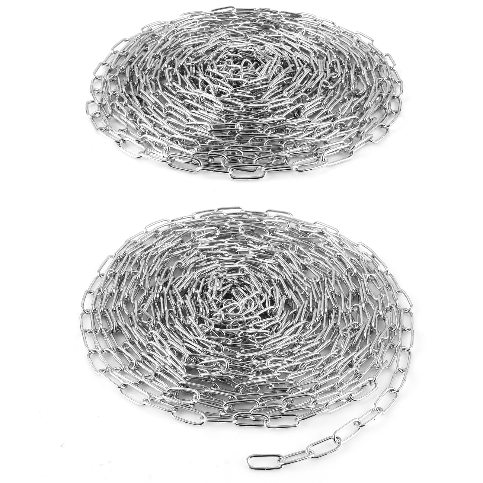 WOPPLXY 2 Stück Verzinkt Metallkette, 2mm 10 Meter Kette Meterware, Gliederkette aus Metall, Oberfläche Verzinkt Ankerkette, Schaukelkette Zum Aufhängen von Grün und Kleidung, Türverschluss