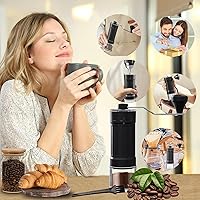 Vista 7 de Molinillo de café manual, molinillo de café cónico de cerámica de manivela, 40 velocidades, grosor ajustable externo para expreso, expreso, prensa