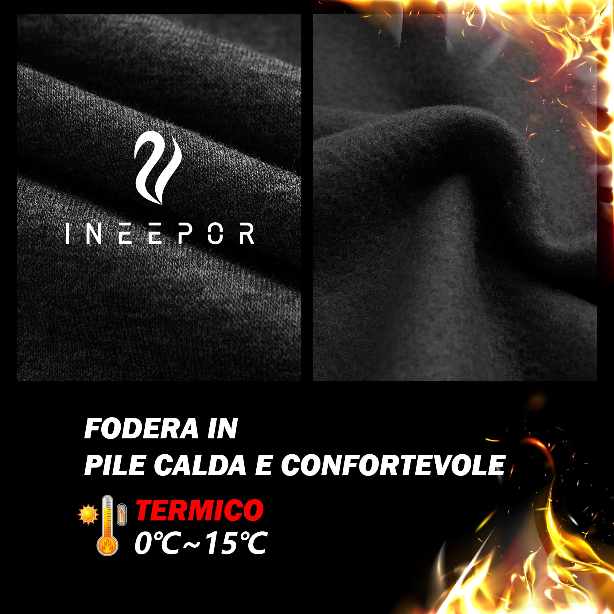 ineepor Pantaloni Tuta Uomo Invernali Termici Pile Foderato Joggers Tasche