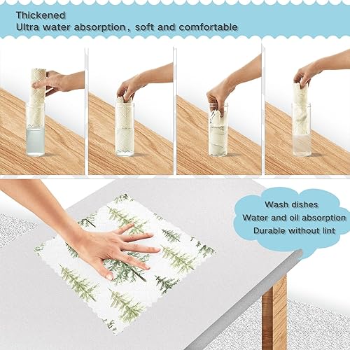 Miniatura 4 de KLL Green Christmas Trees Microfiber Drying Towel Kitchen Cute Flour Sack Tea Towels Kitchen Christmas Kitchen Hand Towels Terry Cloth Dish Towels